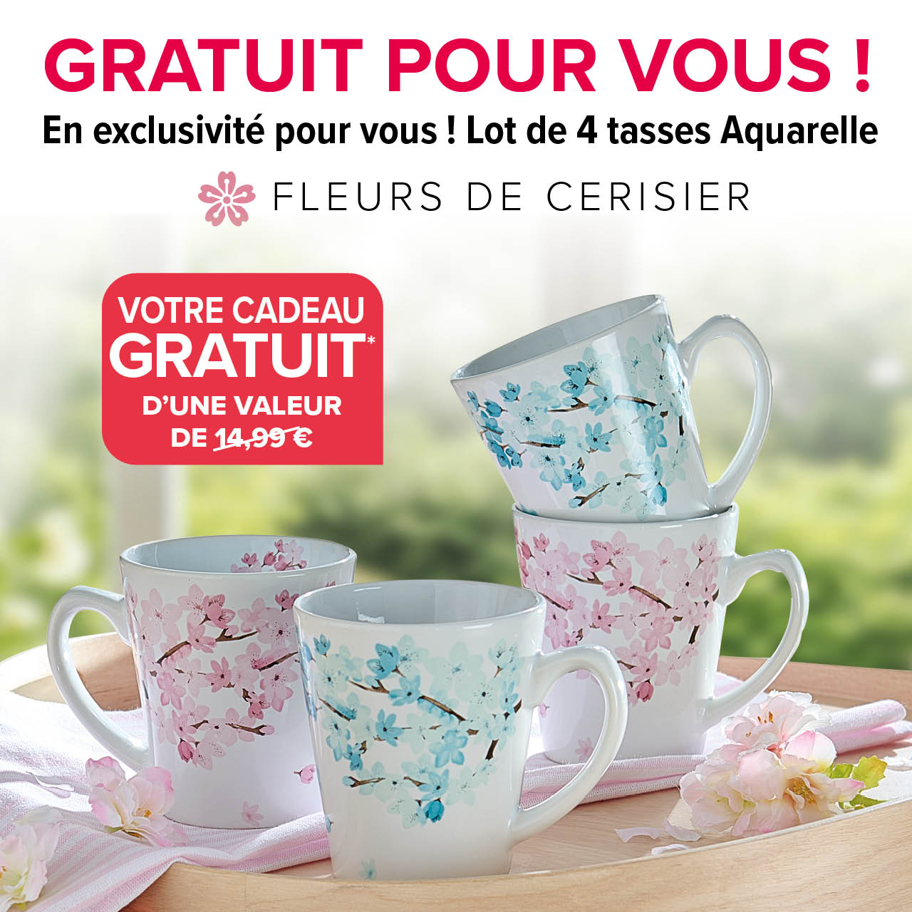 Gratuit lot de 4 tasses