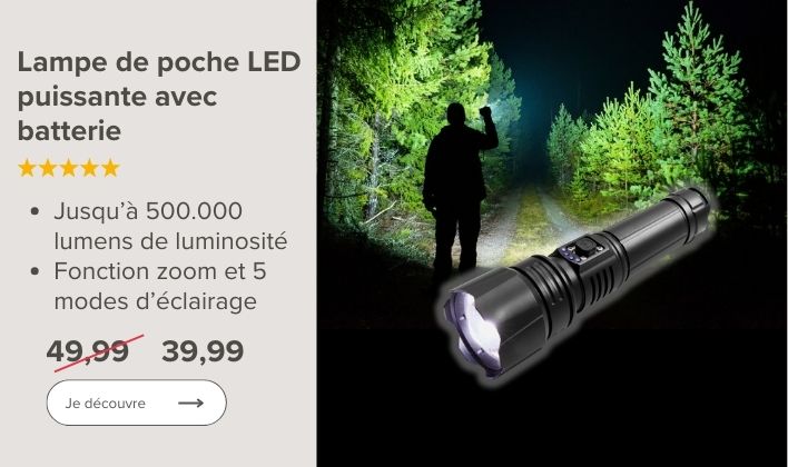 Lampe de poche LED puissante avec batterie