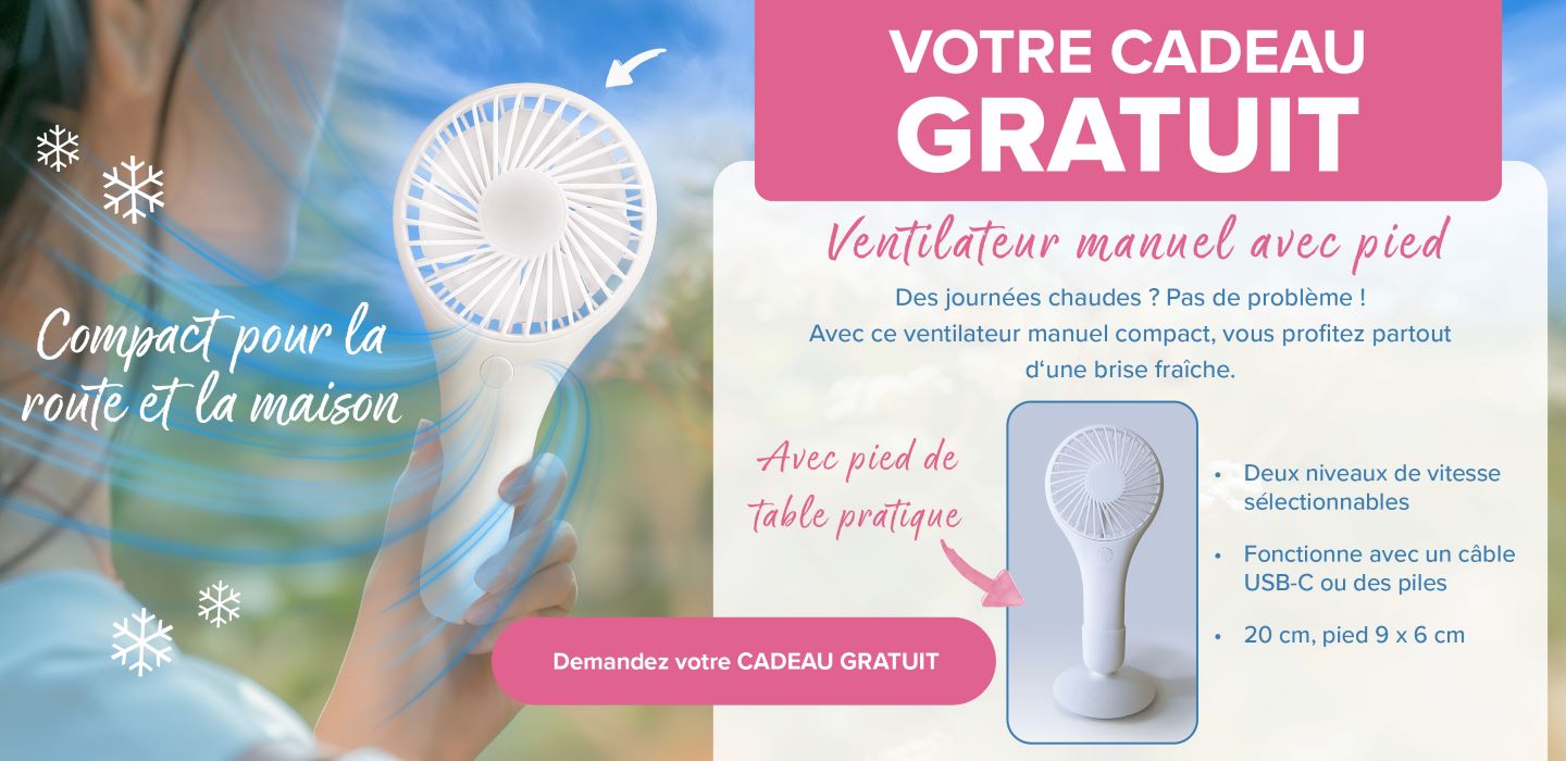 Votre cadeau gratuit Ventilateur manuel avec pied