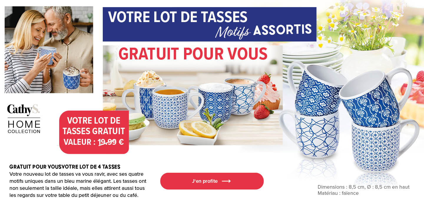 Gratuit pour vous : Votre lot de tasses motifs assortis