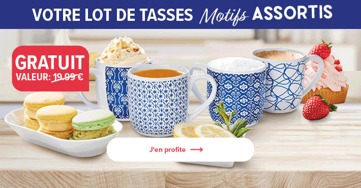 Gratuit pour vous : Votre lot de tasses motifs assortis