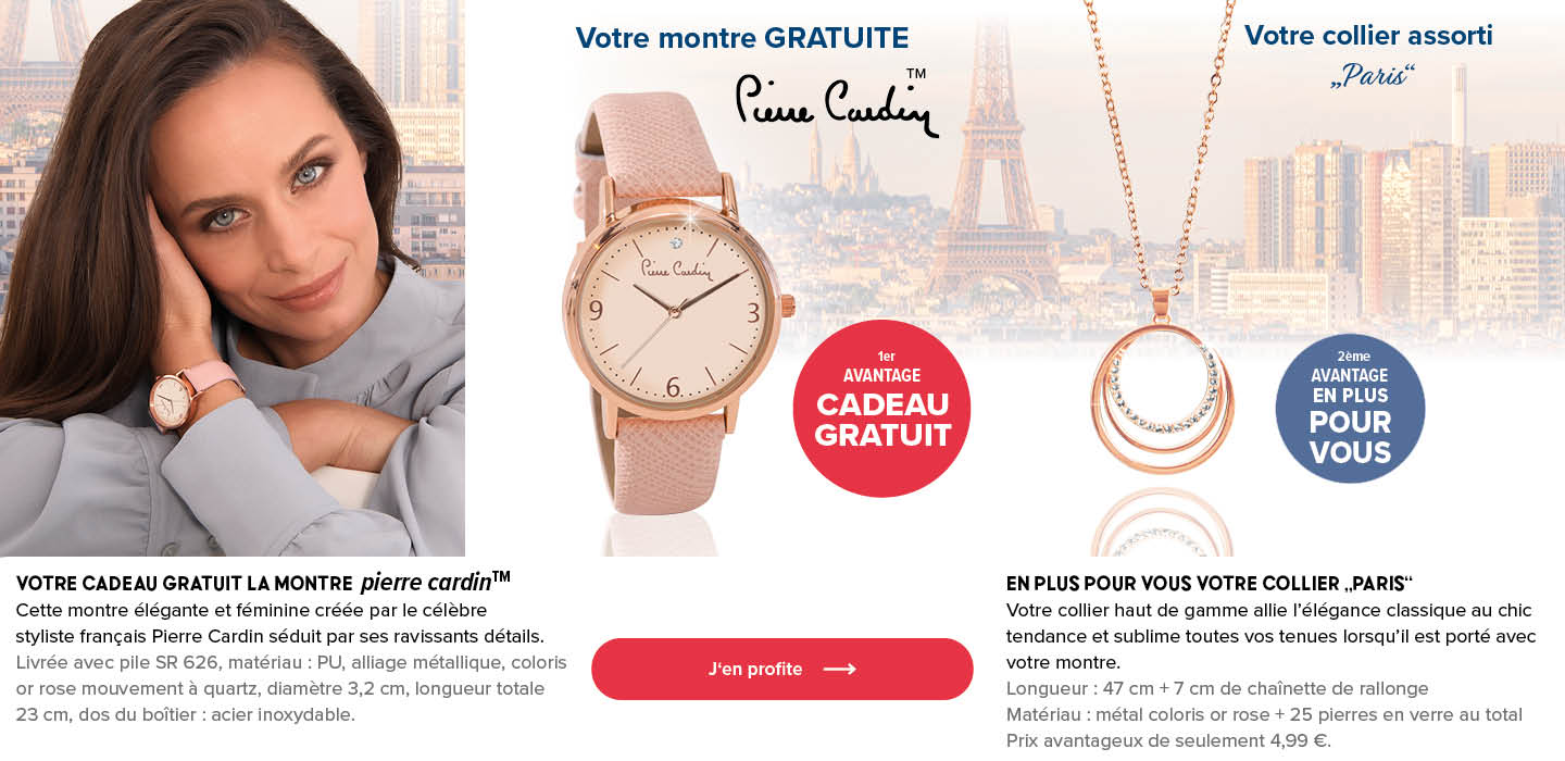 Votre cadeau gratuit la montre pierre cardin